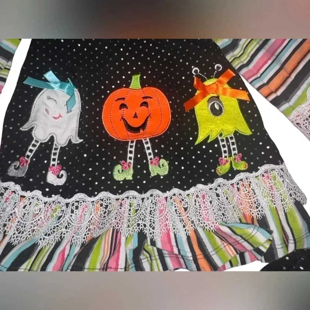 BONNIE JEAN BABY Girl's 12M Halloween Applique Dress.